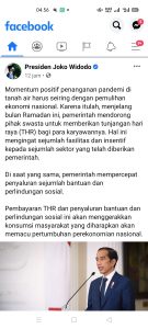 Jokowi Himbau Pengusaha Bayar THR Pekerja Secara Penuh