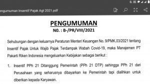 Untuk Kelima Kalinya PT Parin Sidoarjo Akan Kembalikan Insentif PPH21 Kepada Karyawan