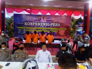 Polda Sumut Paparkan Kasus Dua kelompok Geng Motor Salah Sasaran.