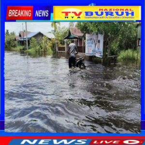 Di Guyur Hujan Beberapa Jam, Kota Bagan Siapi-api Terancam Tenggelam