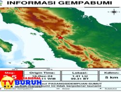 Gempa Mag 2.5 Guncang Padang Sidempuan