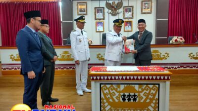 Serah Terima Jabatan, PJ Bupati Tanggamus Ke Bupati dan Wakil Bupati Tanggamus Periode 2025-2030