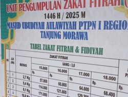 Masjid Ubudiyah Aulawiyah Tanjung Morawa Menerima Zakat Fitrah, Melengkapi Niat Bacaan Zakat Fitrah di Meja Panitia