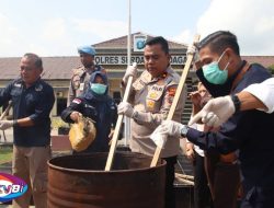 Pemusnahan Barang Bukti Ganja Seberat 14.520 gram Dihalaman Polres Sergai