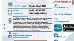 Informasi Pemadaman Jaringan Listrik Besok Pada Kamis 16 Juli 2026