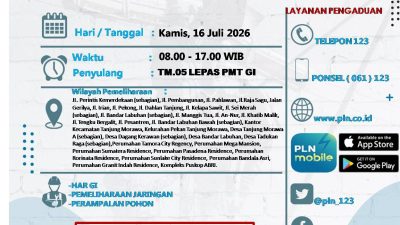 Informasi Pemadaman Jaringan Listrik Besok Pada Kamis 16 Juli 2026